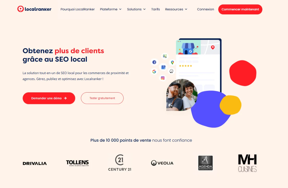 Interface de LocalRanker pour gestion de visibilité locale