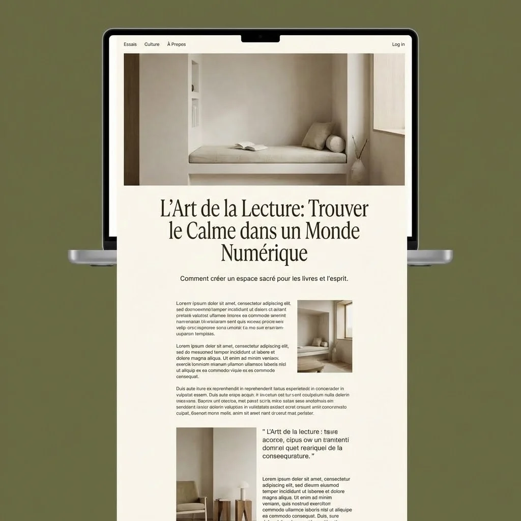 [image : Page web affichant du contenu textuel structuré avec titres et paragraphes, design éditorial moderne, typographie lisible, mise en page aérée]