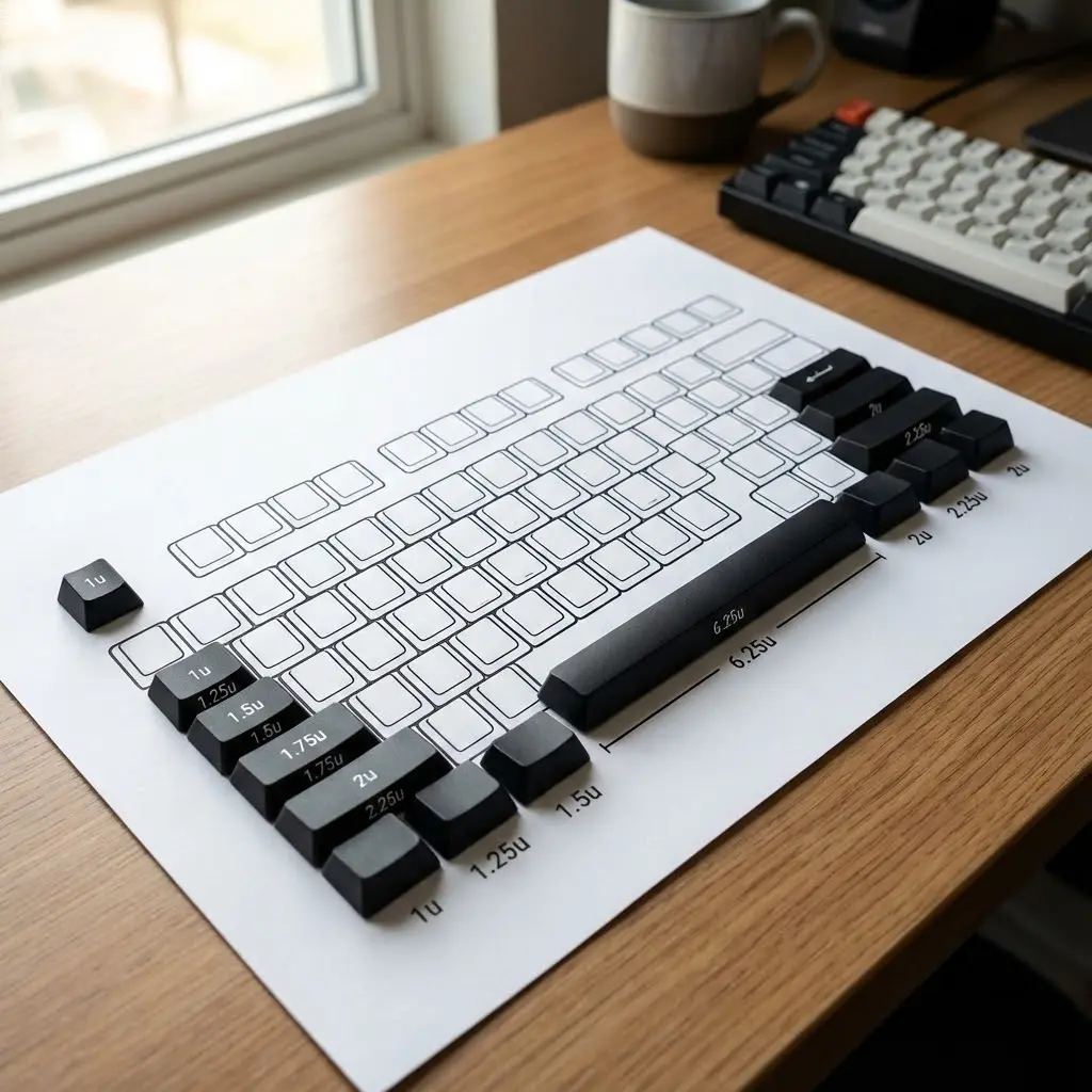 [image : Schéma des tailles de touches standard avec les mesures en unités (u)]