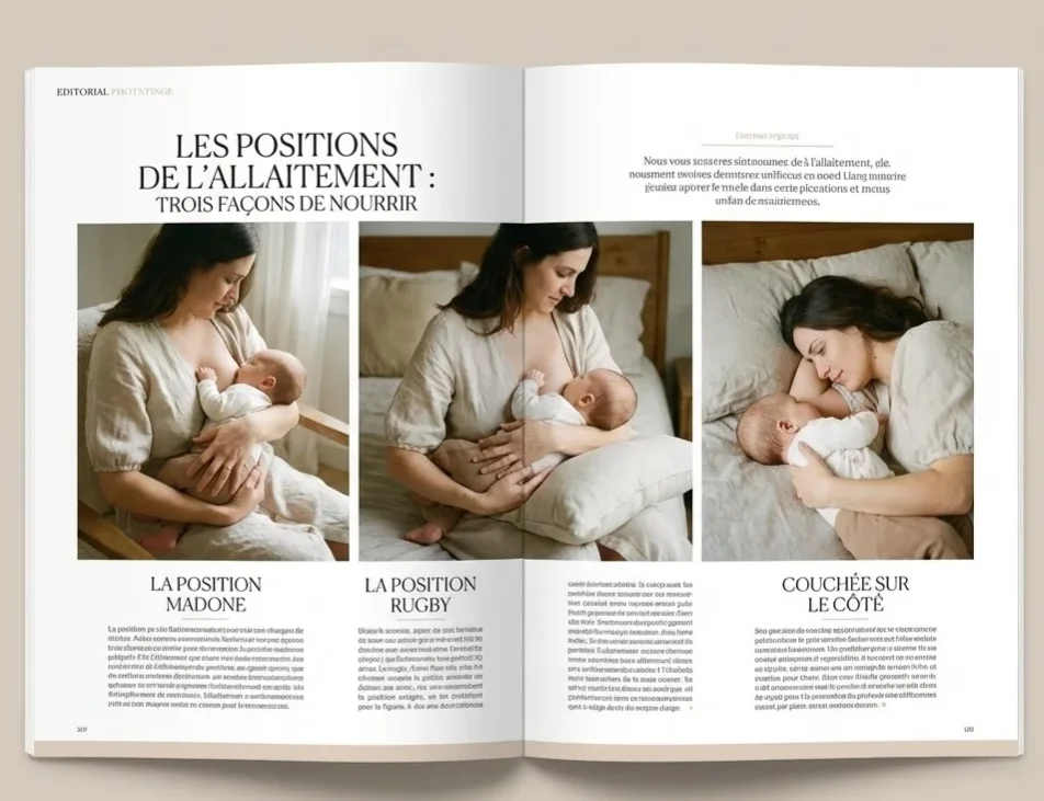 Montage photo avec plusieurs positions d'allaitement.