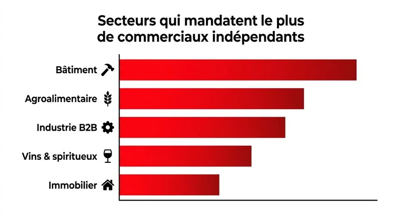 Comparaison des secteurs qui mandatent le plus de commerciaux indépendants