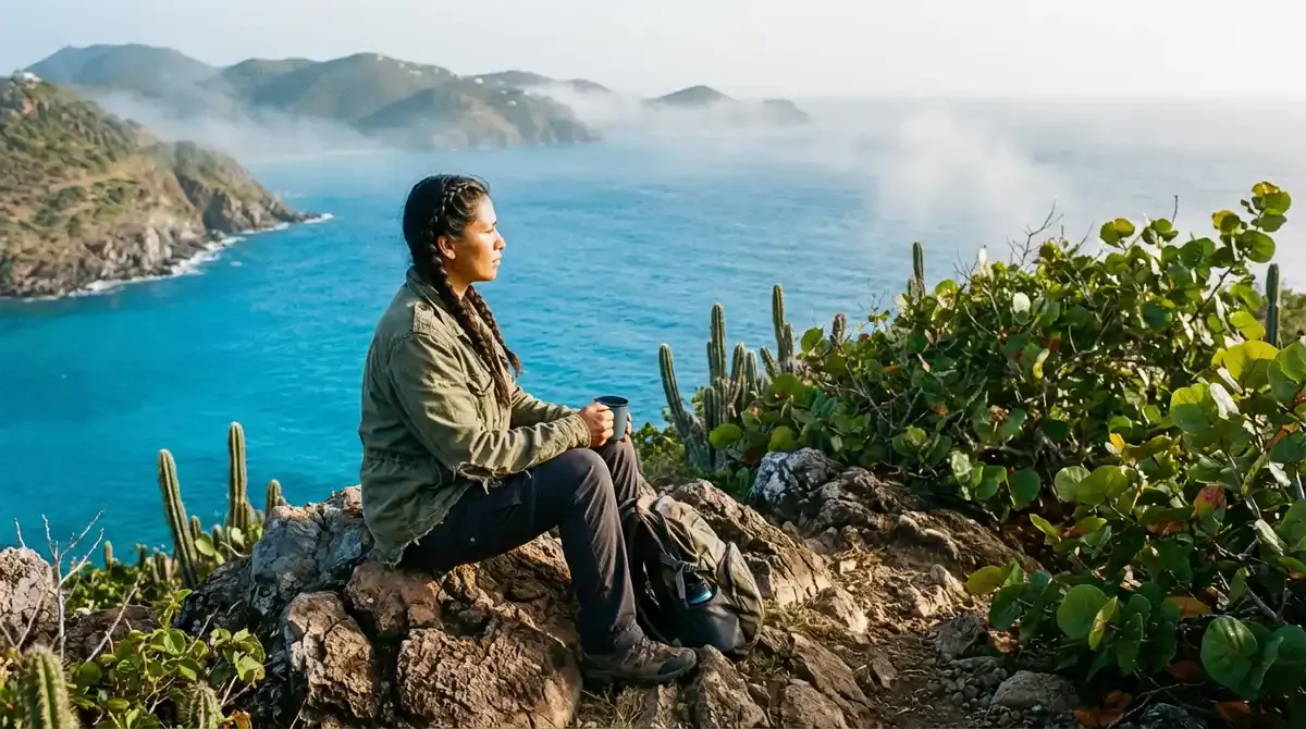 Hiking trail to Colombier Beach with ocean views in St Barts