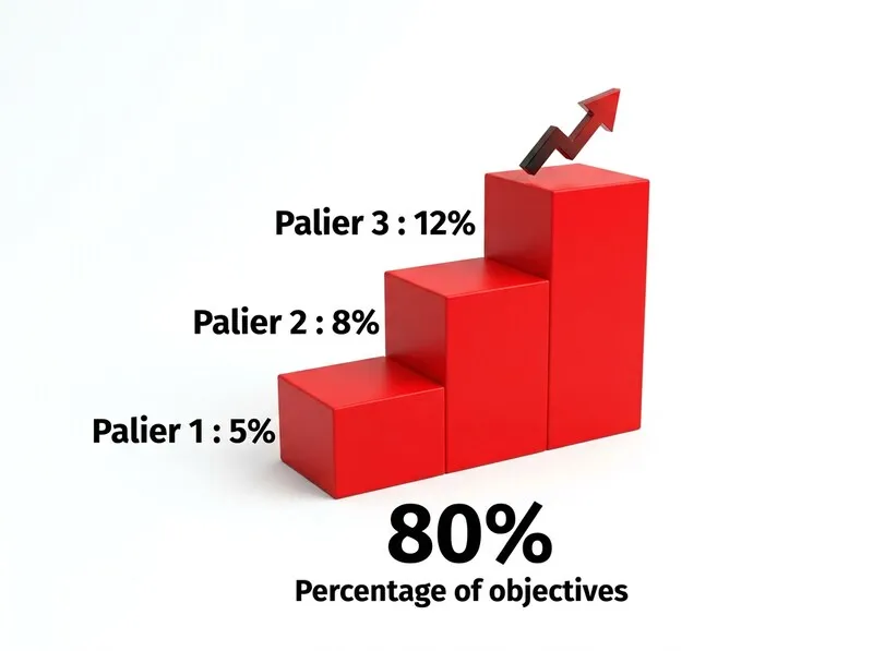 Graphique illustrant une grille de commission à paliers progressifs avec accélérateurs
