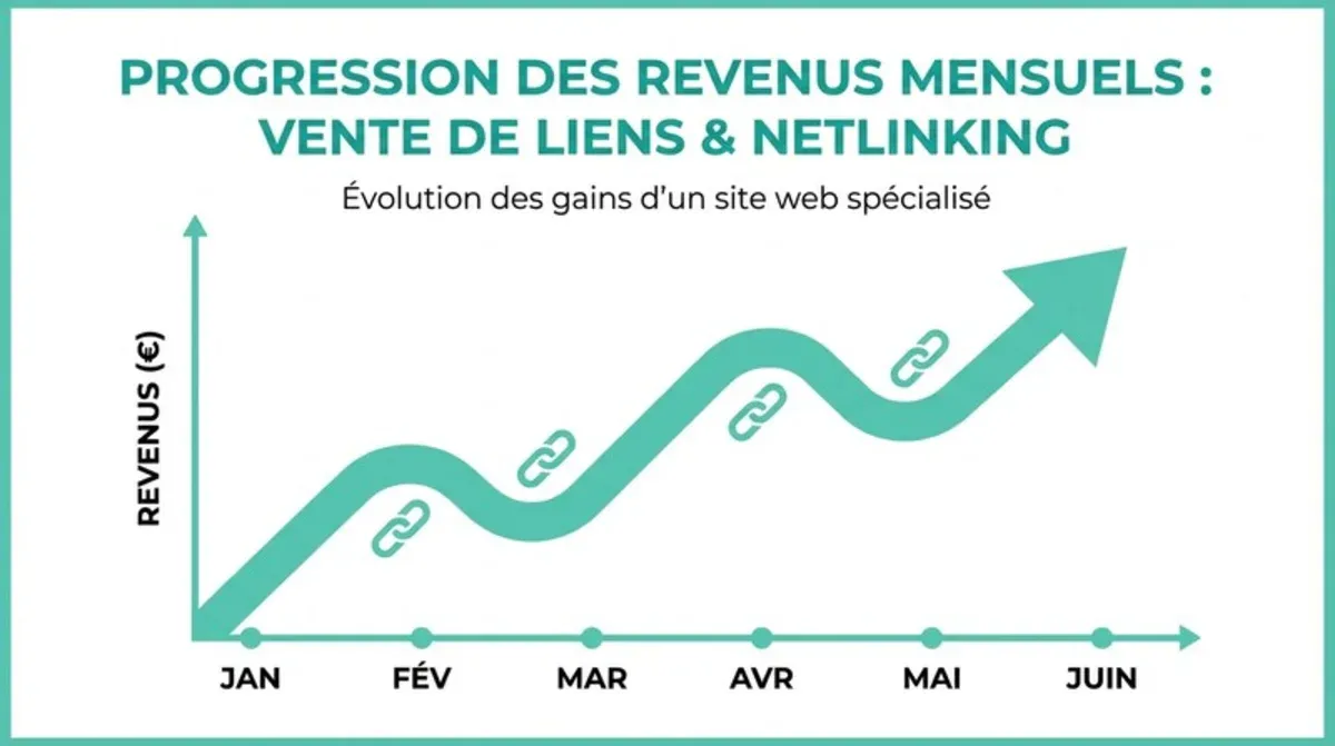 Graphique montrant la progression des revenus mensuels d'un site vendant des lie
