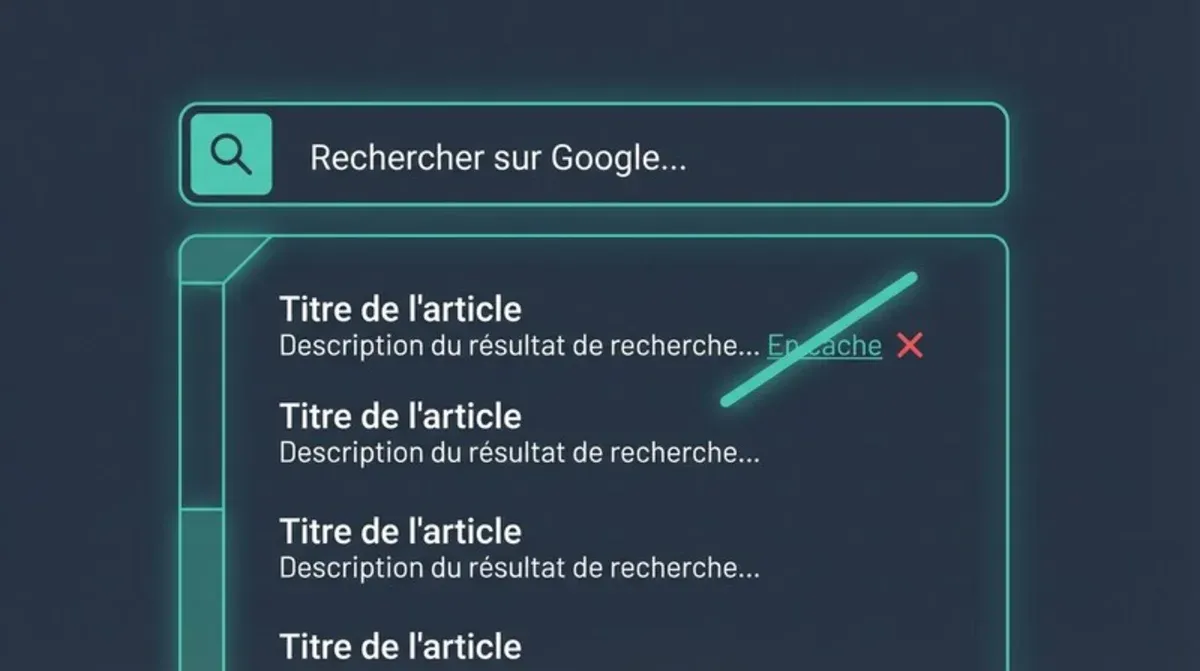 Illustration montrant l'interface de recherche Google avec l'ancien lien 