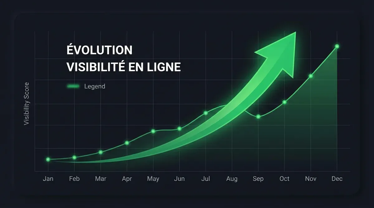 Graphique évolution visibilité et avis positifs