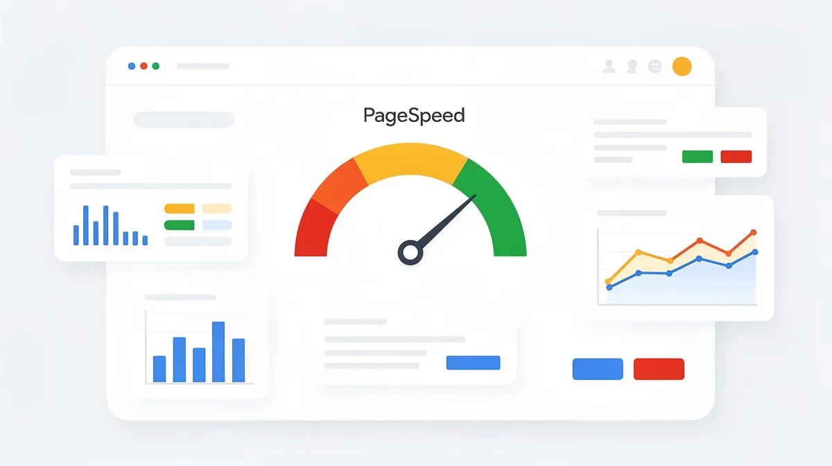 Graphique des scores PageSpeed Insights avec zones colorées