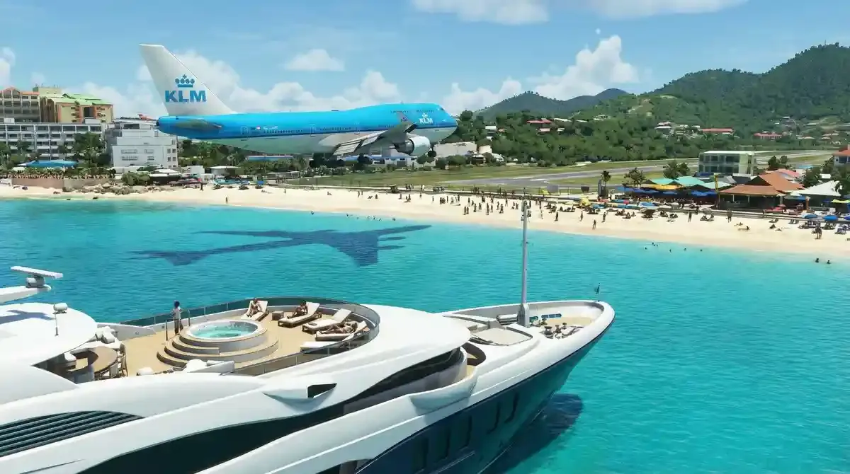 Maho Beach view from yacht
