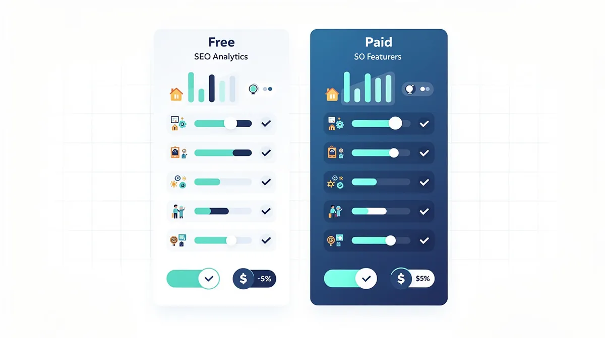Graphique de comparaison entre version gratuite et payante de Yooda Insight avec distinctions visuelles claires et informations tarifaires
