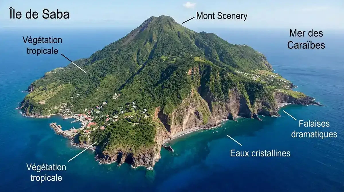 Underwater photograph of a dramatic volcanic pinnacle covered in colorful sponges and soft corals