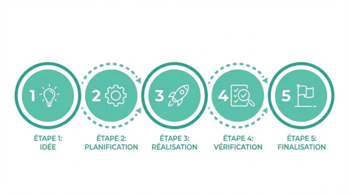 Infographie présentant les 5 étapes clés pour créer un cocon sémantique de A à Z