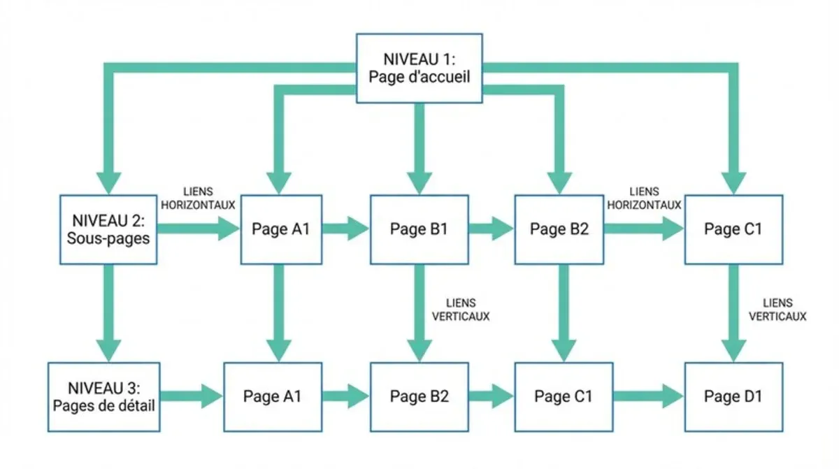 Diagramme illustrant les flux de liens internes dans un cocon avec flèches directionnelles entre les