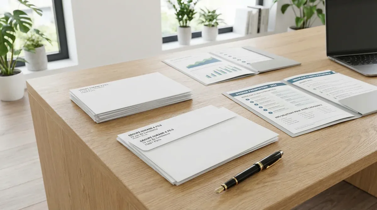 Enveloppes commerciales professionnelles sur un bureau