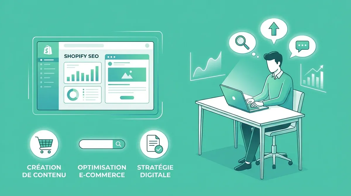 Rédacteur créant du contenu SEO pour un blog e-commerce Shopify