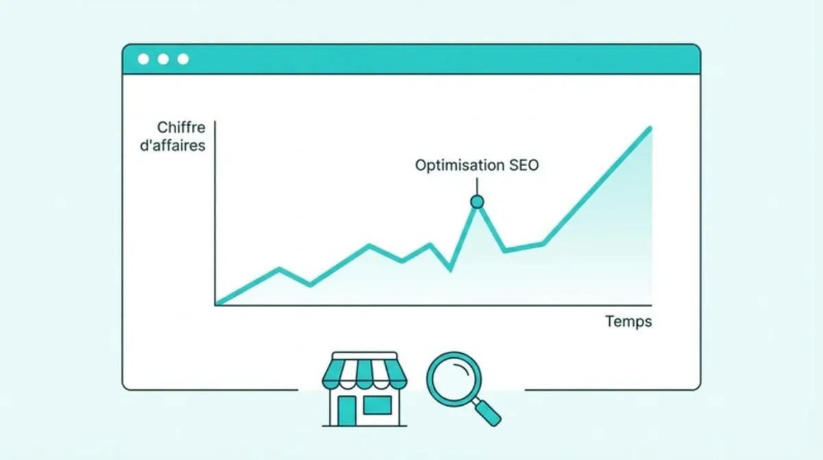 Graphique montrant l'évolution du chiffre d'affaires après optimisation SEO