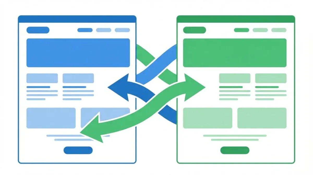 Illustration de la cannibalisation SEO avec deux pages en compétition