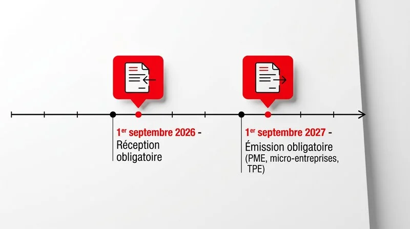 Calendrier de la facturation électronique obligatoire : réception au 1er septembre 2026, émission au 1er septembre 2027 pour les agents commerciaux
