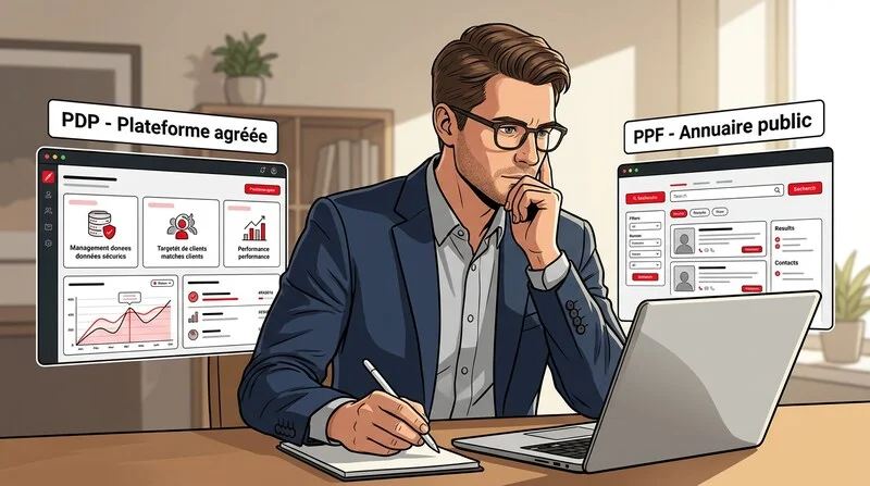 Agent commercial indépendant comparant une PDP et le PPF pour choisir sa plateforme agréée