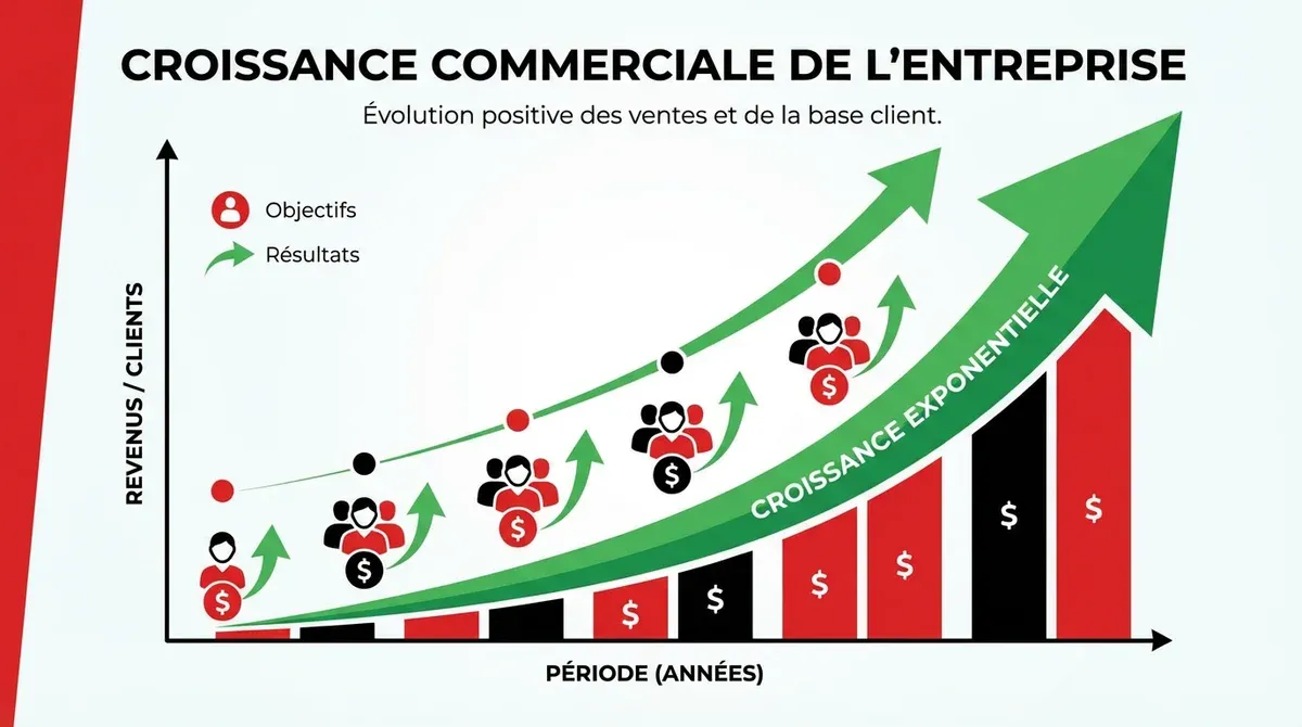 Graphique montrant la croissance commerciale d'une entreprise