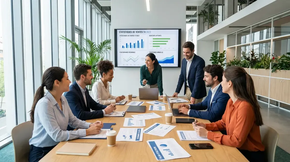 Équipe commerciale en réunion
