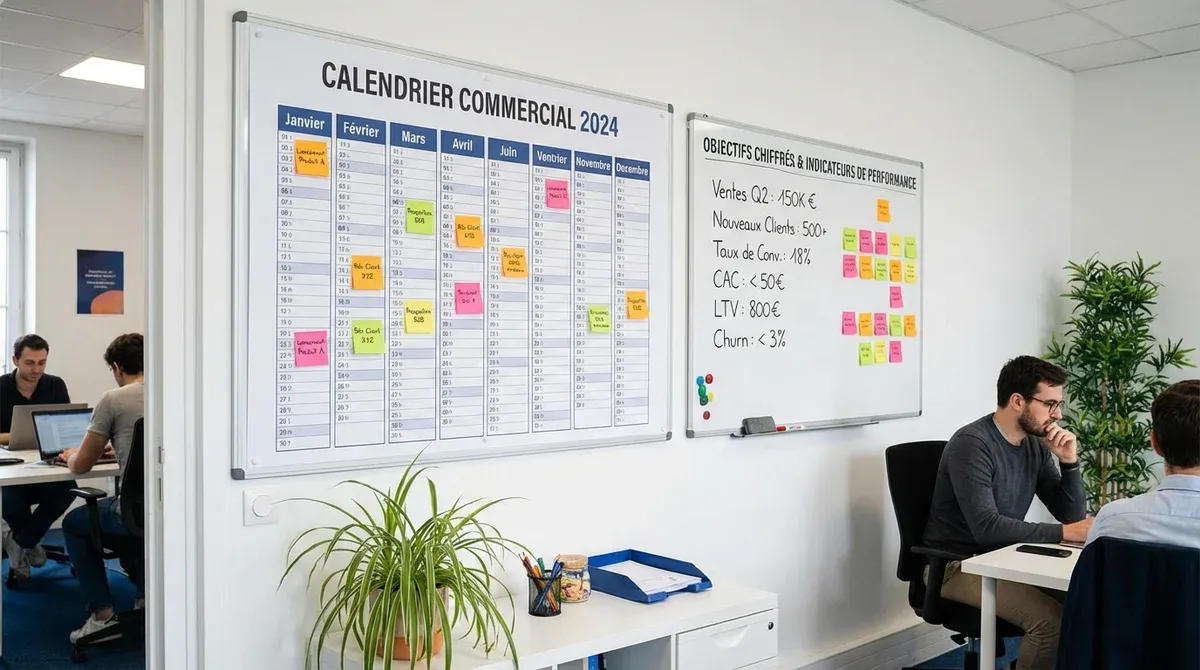 Planning commercial avec calendrier et objectifs