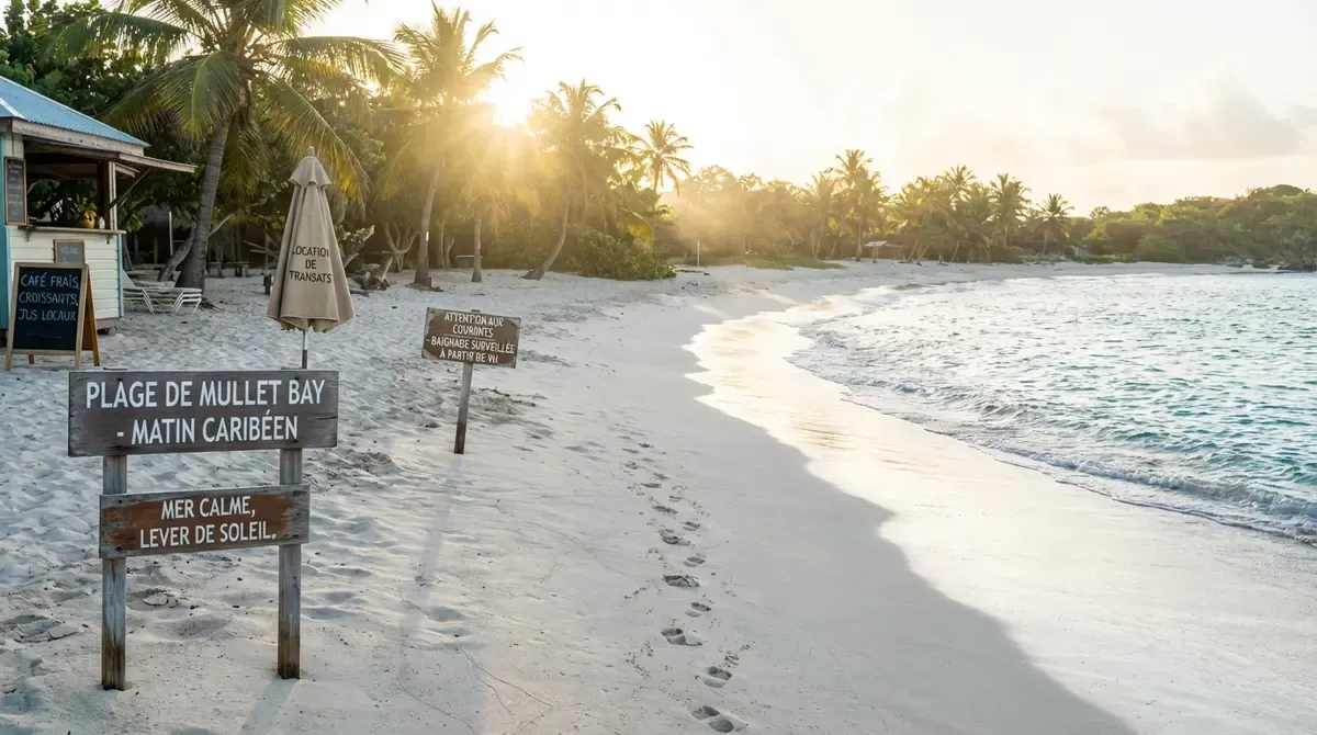 Early morning at Mullet Bay Beach