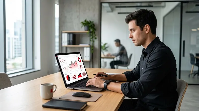 Agent commercial pilotant son portefeuille clients sur un CRM