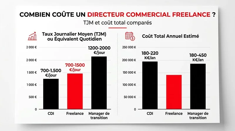 Comparaison des coûts entre CDI, directeur commercial freelance et manager de transition